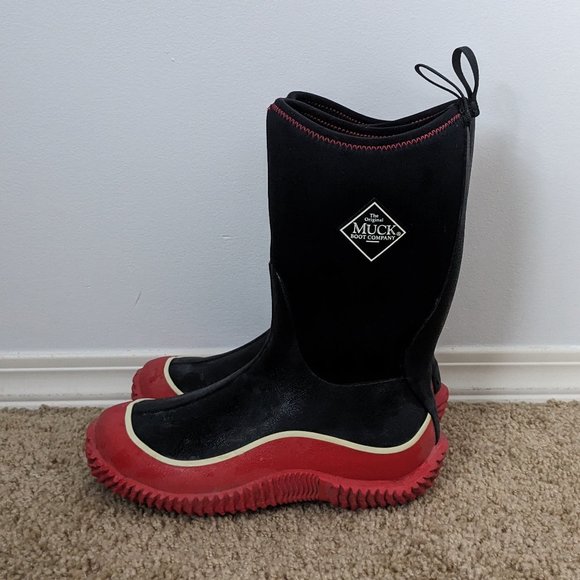 The Original Muck Boot Company - Black & Red Hale Rain Boot - Size 4 - Picture 5 of 7